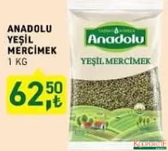 TARIM KREDİ ANADOLU YEŞİL MERCİMEK 1 KG fiyat ve kampanya bilgisi